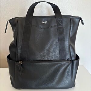 Freshly Picked Black Faux Leather Diaper Backpack Tote